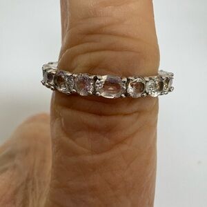 Elegant Crystal Sterling Silver Band Ring